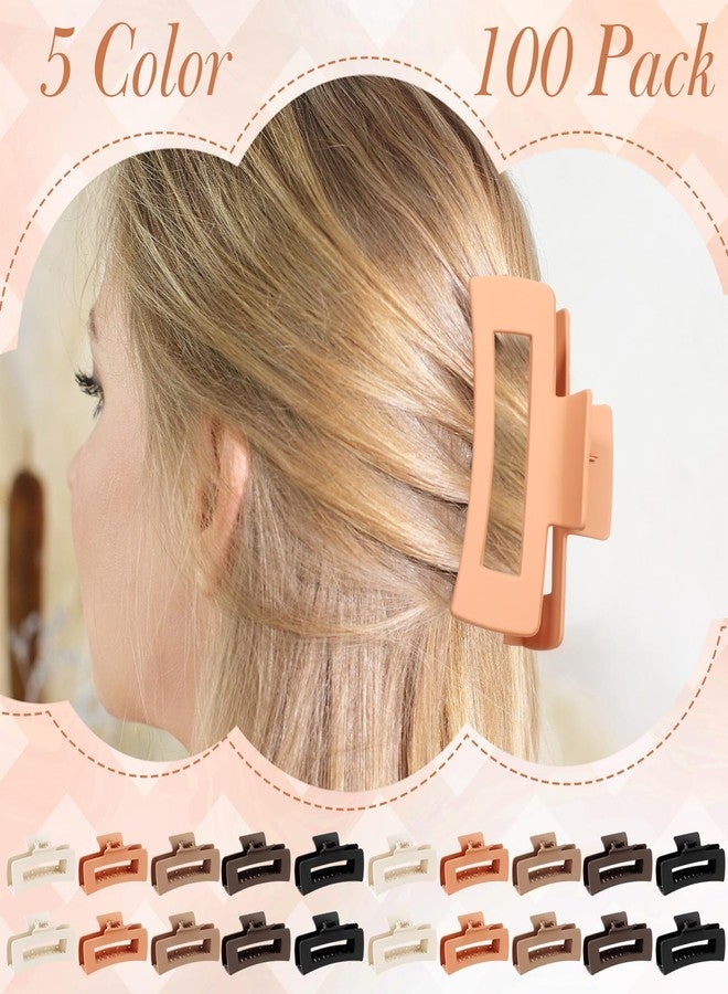 XunYee 100 Pcs Hair Claw Clips Bulk Large Square Jaw Headwear Clips Set for Women Nonslip Rectangle Hair Accessories Clip for Girl Women Gifts Beauty(4.1'',Classic Colors) - Image 4
